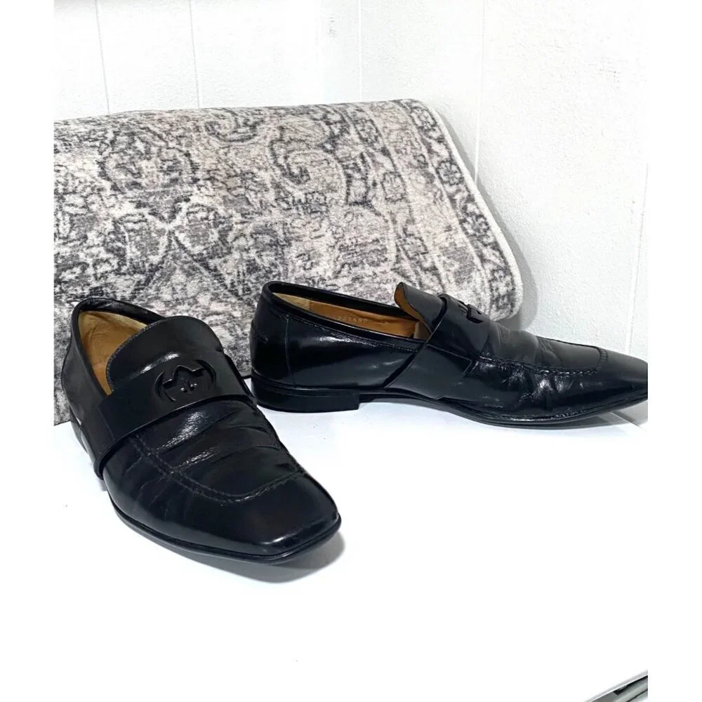 Gucci Men's Leather Loafers Dress Shoes in Black Size 7 1/2